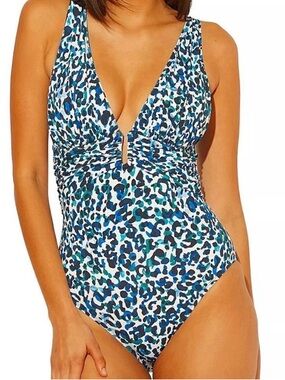 Bleu Rod Beattie Blue Leopard Print One-Piece Swimsuit 12